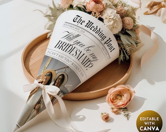 Bridesmaid Proposal Large Newspaper Editable Canva | Maid of Honor Proposal Card | Will You Be My Bridesmaid_04 (Digital Download)