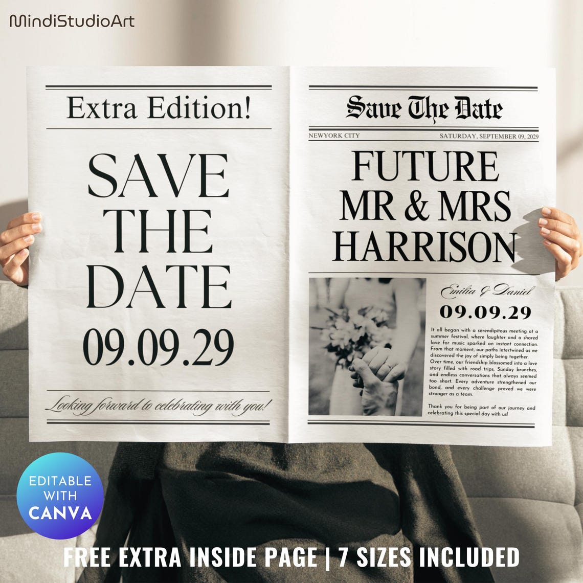 Save the Dates Newspaper | Engagement Announcement Newspaper Template ...