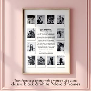 Custom Polaroid Photo Frame Anniversary Template, 1 Year Anniversary Gift for him and her, Valentines Day Gift, Printable Canva Template, Why you are My heart favorite, Editable Personalized Anniversary girlfriend Gift, DIY Love Story Photo Frame