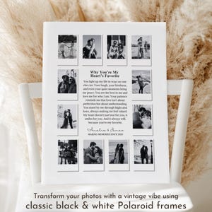 Custom Polaroid Photo Frame Anniversary Template, 1 Year Anniversary Gift for him and her, Valentines Day Gift, Printable Canva Template, Why you are My heart favorite, Editable Personalized Anniversary girlfriend Gift, DIY Love Story Photo Frame