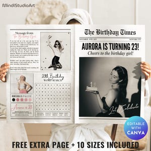 Birthday Newspaper Template: Editable Canva Design (Digital Download)