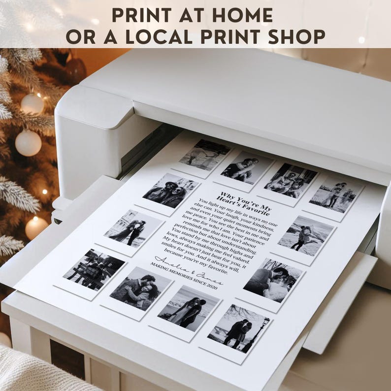 Custom Polaroid Photo Frame Anniversary Template, 1 Year Anniversary Gift for him and her, Valentines Day Gift, Printable Canva Template, Why you are My heart favorite, Editable Personalized Anniversary girlfriend Gift, DIY Love Story Photo Frame
