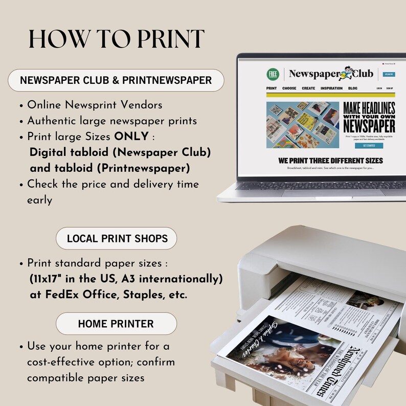Wedding Newspaper Template With Photo: Editable Itinerary (digital ...