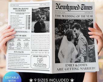 Modello di giornale di matrimonio modificabile con foto (download digitale)