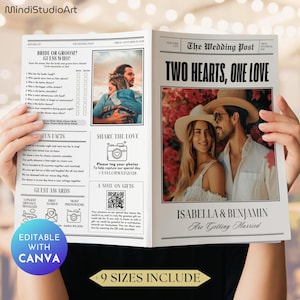 Wedding Newspaper Program Template: Editable Canva Design (Digital Download)