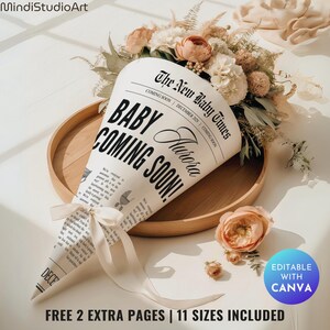Journal d'annonce d'un nouveau bébé | Grande annonce de grossesse sur toile | Les horaires de la baby shower | Bébé en route | Bébé arrive_02