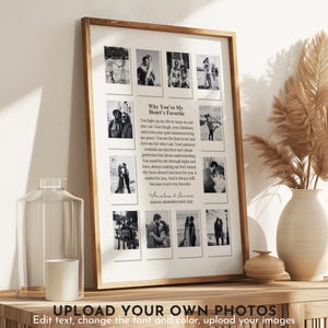 Custom Polaroid Photo Frame Anniversary Template, 1 Year Anniversary Gift for him and her, Valentines Day Gift, Printable Canva Template, Why you are My heart favorite, Editable Personalized Anniversary girlfriend Gift, DIY Love Story Photo Frame