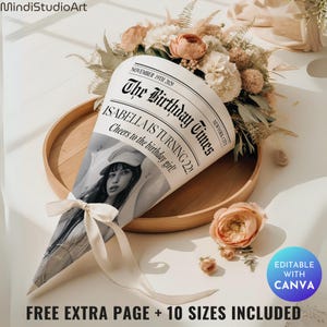 Birthday Newspaper Template Canva | The Birthday Times Large Newspaper | Photoshoot Birthday Party Invite | Birthday Photography Editable_04