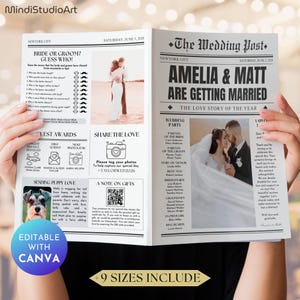 Wedding Newspaper Template: Editable Canva Itinerary (Digital Download)