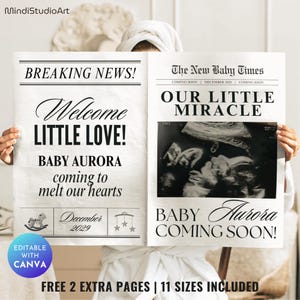 Journal d'annonce d'un nouveau bébé | Grande annonce de grossesse sur toile | Les horaires de la baby shower | Bébé en route | Bébé arrive_02