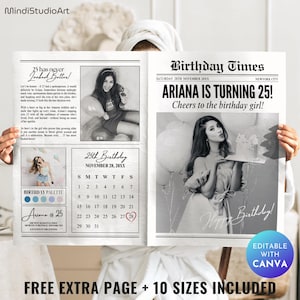 Birthday Newspaper Template: Editable Canva Design (Digital Download)