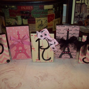 Pink Paris Letter Blocks: Eiffel Tower Decor