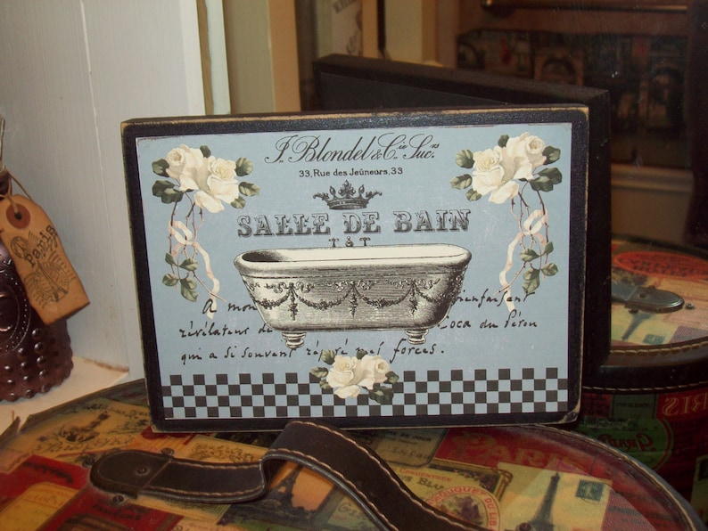 Salle De Bain Sign French Bathroom Decor French Farmhouse Etsy