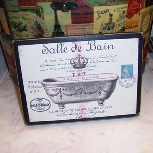 Salle De Bain bathroom sign, Paris decor, Tiered Tray decor, Paris theme, FRENCH decor, Paris bathroom decor, Bathroom tray sign