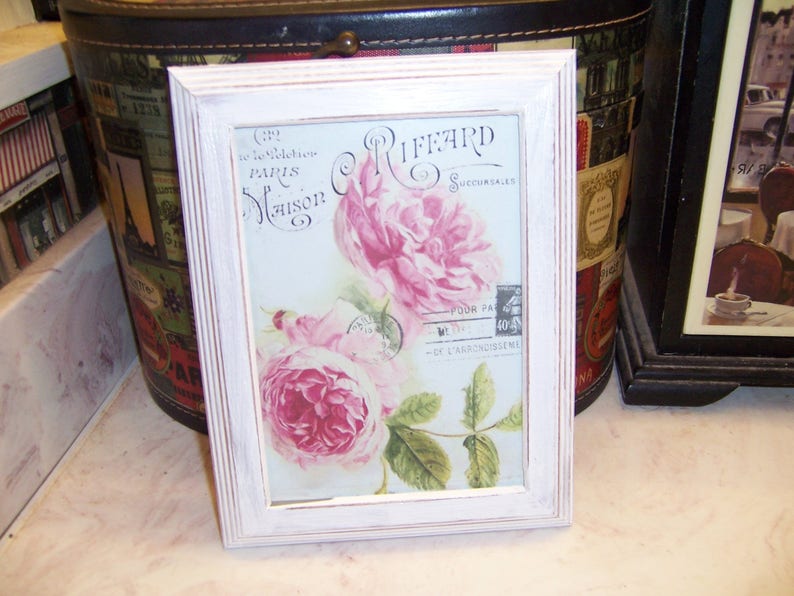Paris Pink Roses Frame Paris Decor French Rustic Paris Bedroom Decor French Decor French Theme Decor Paris Theme