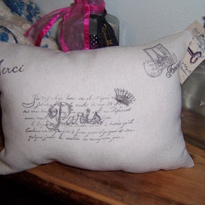 Small Paris postcard pillow,Paris decor,Paris bedroom decor,French bedroom,Paris throw pillow,Paris theme