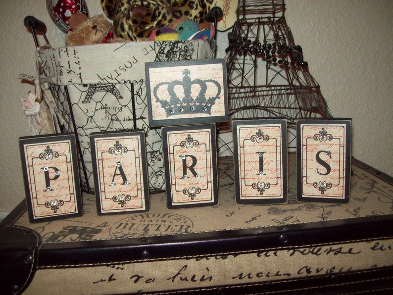 Small Cream And Black Paris Blocks Crown Paris Decorfrench Etsy