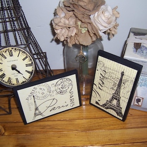 Eiffel Tower Paris Signs: Set of 2, Black Plaque Decor