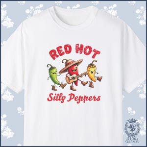 Comfort Colors Silly Peppers T-shirt, Cute Retro Diner Tee, Red Hot Music Shirt, Unisex Trendy Tee, Funny Pepper Shirt, Music Lover Gift