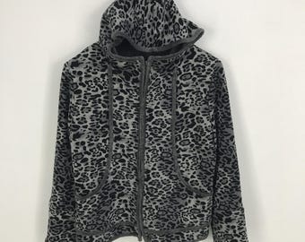 Vintage Leopard Fleece Zipper Jacket Hoodie