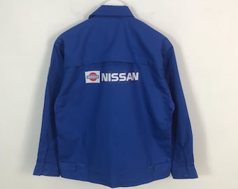 Vintage Nissan Racing Work Uniform Japan Custom Jacket Blue Jacket