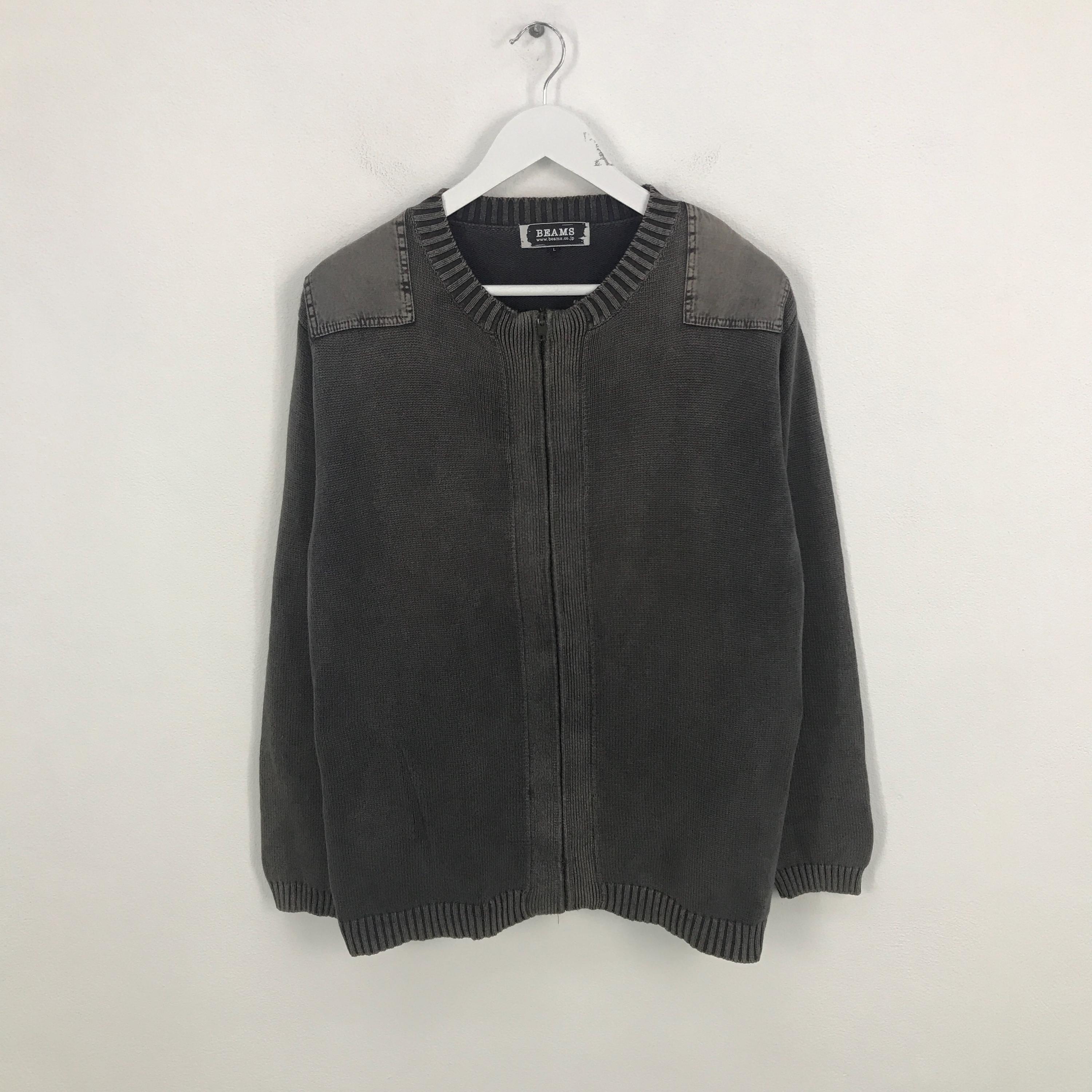 Vintage Beams Japan Black Faded Design Knitwear Zipper Jacket - Etsy