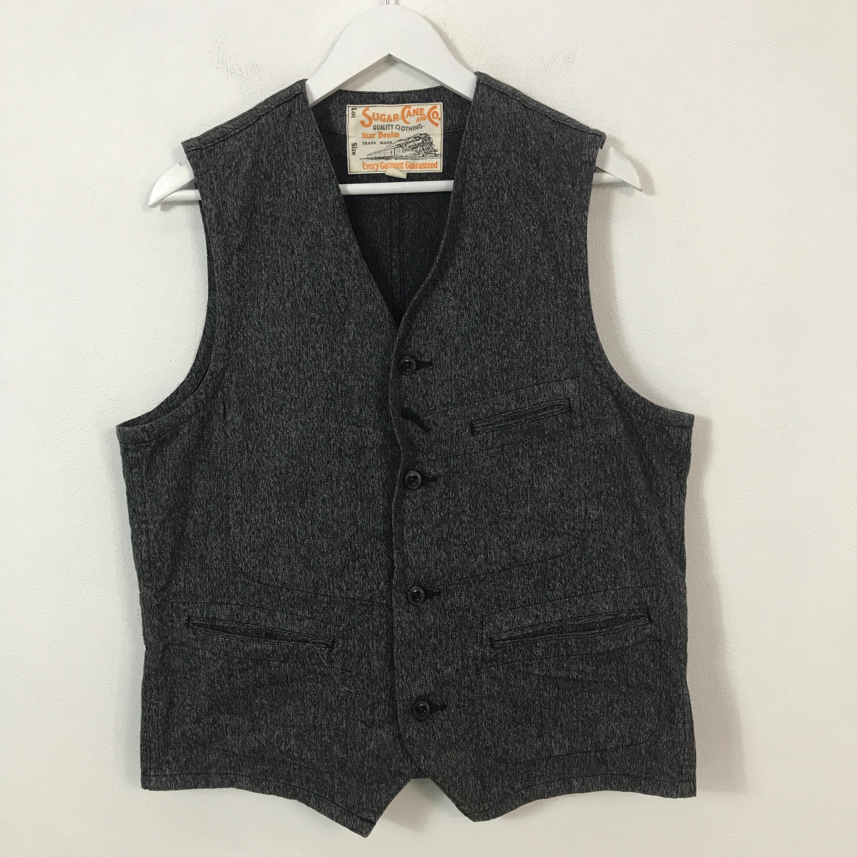 トップス SUGAR CANE CONVERTED VEST BLACK Vtg Sugar Cane Denim Vest Made in Japan - Etsy Israel