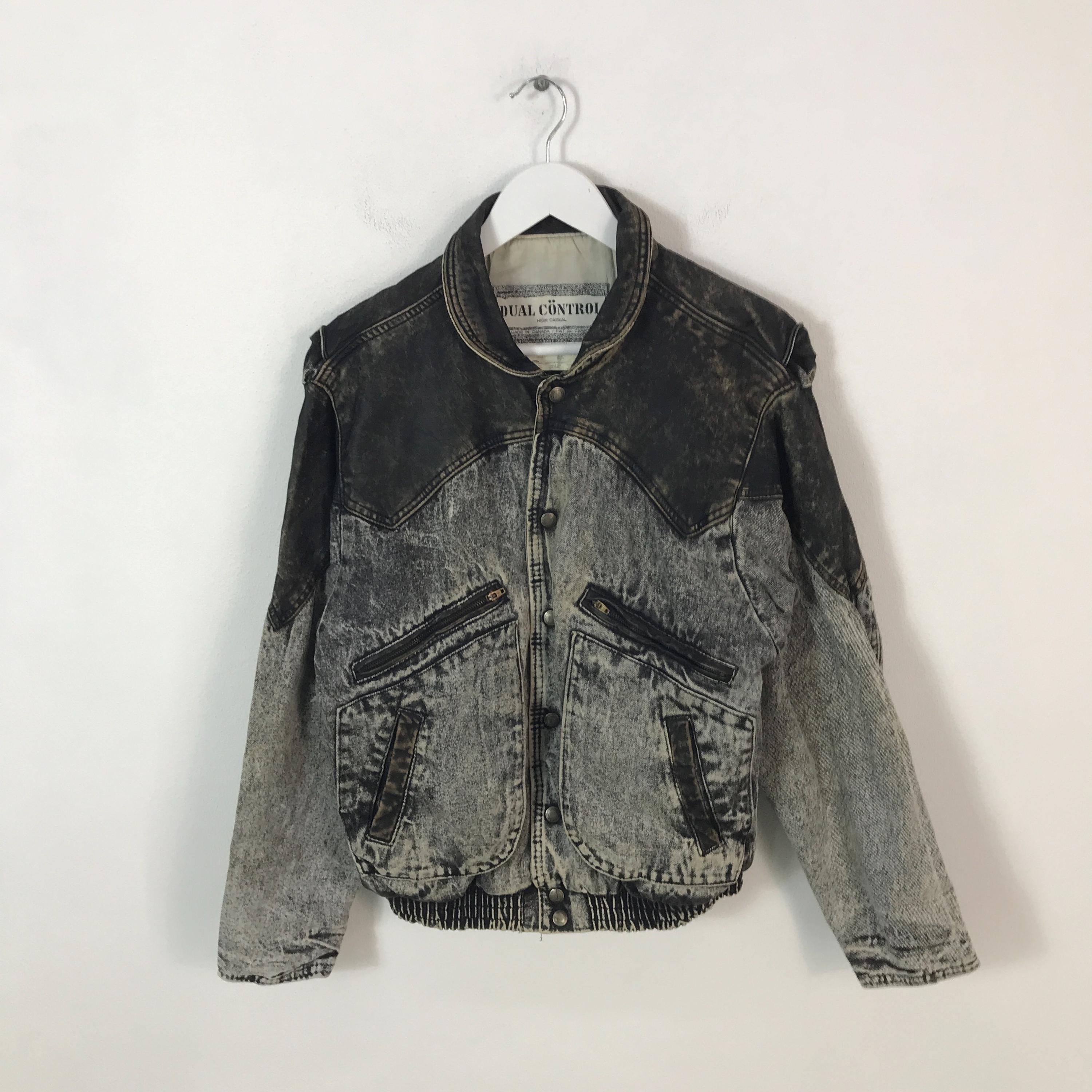 r*u様 オークション　90s leather denim jacket アメカ Vintage 90s Leather-Collar Denim Jacket | Urban Outfitters