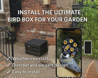 UK Hand Made Bird Nesting Box+ Camera Wifi Solar Pics to Phone Tablet Ipad 365 days. No Wires C/W all fixings & 6mm drill bit.