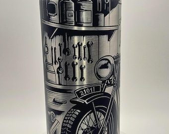 Envoltura de motocicleta, vaso personalizado, vaso aislado de acero inoxidable, 20 oz, 30 oz, 44 oz, grabado con láser, vaso personalizado, taza de viaje