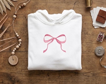 Sudadera con capucha y lazo en capas, regalo acogedor para ella, ropa informal bonita, sudadera con capucha bonita, sudadera blanca suave