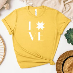 Half Sleeve T-Shirt, Love Print, Star Quilt Block, White on Red