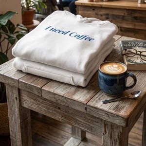 I need Coffee Hoodie, Minimal Lettering Print