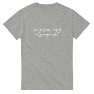 Camiseta "Has probado" - Divertida - "No te importa nada" - Camiseta unisex de cuello redondo y peso pesado Ash