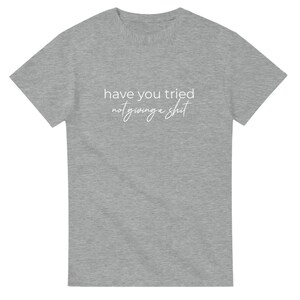 Camiseta "Has probado" - Divertida - "No te importa nada" - Camiseta unisex de cuello redondo y peso pesado Sport Grey
