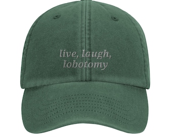 Gorra de algodón estilo vintage "Vive, ríe, lobotomía" / Beechfield B655