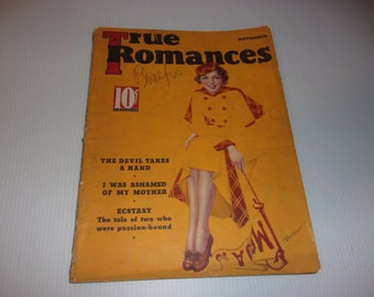 Vintage November 1935 True Romances Magazine, Retro 1930's Romance, Collectible, Scrapbooking