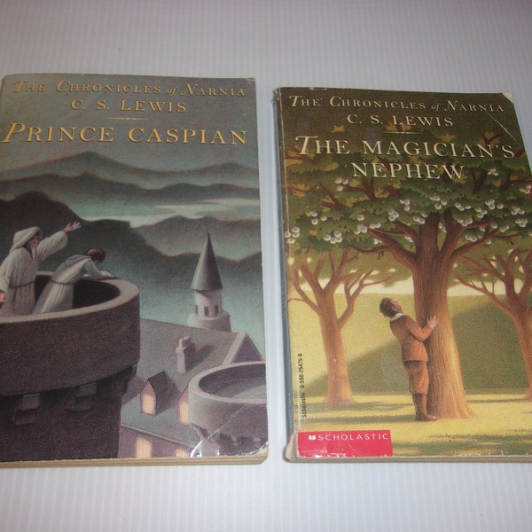 Vintage The Chronicles of Narnia Books, Prince Caspian, Magician's Nephew by C.S. Lewis, Softcover