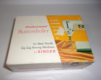 Vintage 1967 Professional Buttonholer by Singer - # 102577, Slant Needle Zig-Zag Sewing Machines, Instructions Included - Stiches, Sewing