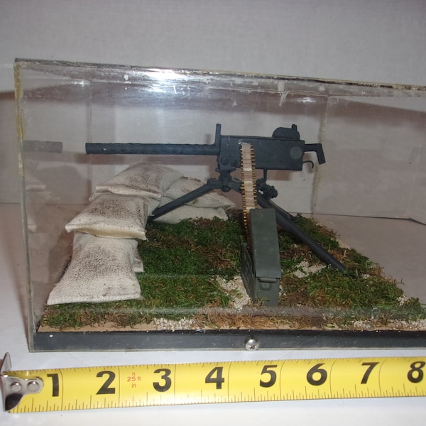 Small Scale Handmade COPY of Browning .30 Cal. 1919 Gun on Tripod, Sandbags, Collectible, Diorama
