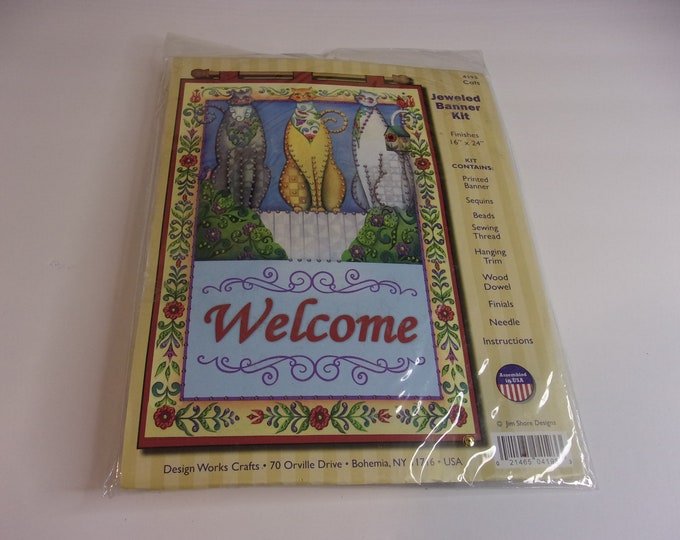 Jeweled Banner Kit by Design Works Cats, Number 4193, Banner