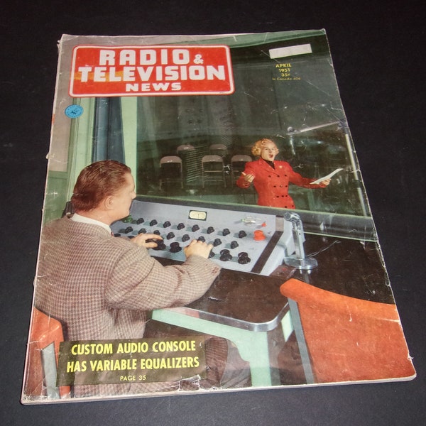 Radio and Television News Magazine April 1951, Custom Audio Console, Radios, Vintage, Scrapbooking, Paper Ephemera, Collectible Magazine