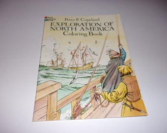 Exploration of North America Coloring Book by Peter Copeland - Dover, Collectible, Children, Art, Coloring, Crayons
