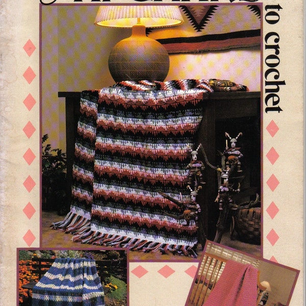 Afghans to Crochet by Jean Leinhauser, 9 Designs, Pattern Booklet, Crocheting