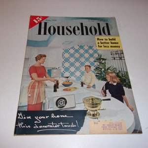 Vintage Household Magazine June 1958 - Fashion, Retro Vintage Ads, Scrapbooking, Paper Ephemera