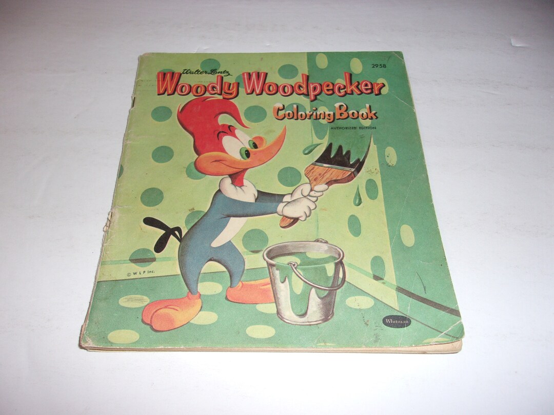 Vintage 1959 Woody Woodpecker Coloring Book Some Pages Colored, Whitman