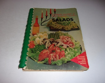 Vintage 1964 Salads Recipe Book, Softcover, Spiral Bound, 2000 Favorite Salad Recipes, Kitchen