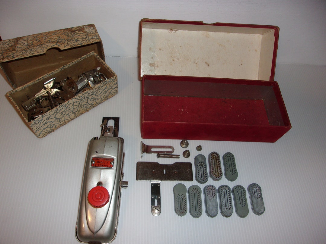 Vintage New Home Model J Buttonholer & Greist Rotary Attachments and