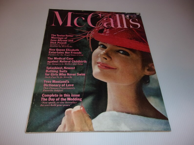 Vintage McCall's Magazine June 1962 Queen Elizabeth Article, Betsy McCall Doll, Vintage 1960s Fashions Ads Scrapbooking image 1