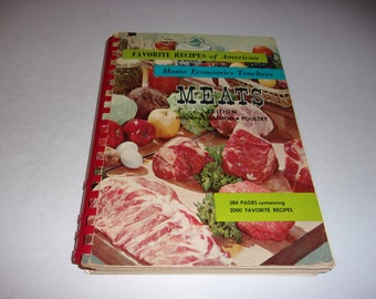 Vintage 1962 Meats including Poultry & Seafood, Illustrated Spiral Bound Cookbook, Favorite Recipes, Baking, Cooking